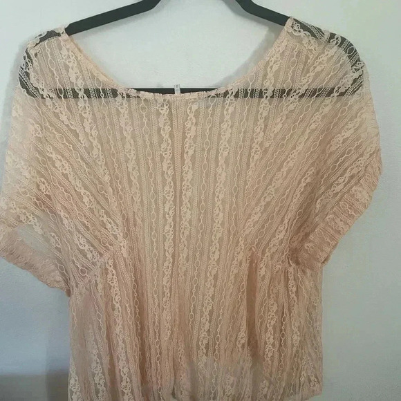 Free people peach tea body lace blouse size Small - Picture 3 of 6